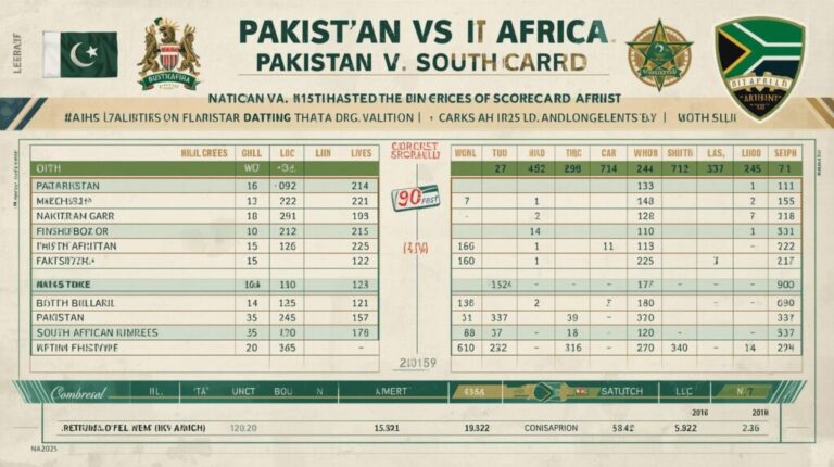 Pakistan national cricket team vs South Africa national cricket team match scorecard